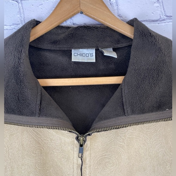 Chicos Tan Suede Paisley Embossed Vest size XL - Picture 2 of 10